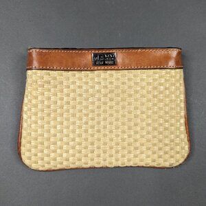 Maxx New York Straw Weave Cosmetic Zipper Pouch/Bag